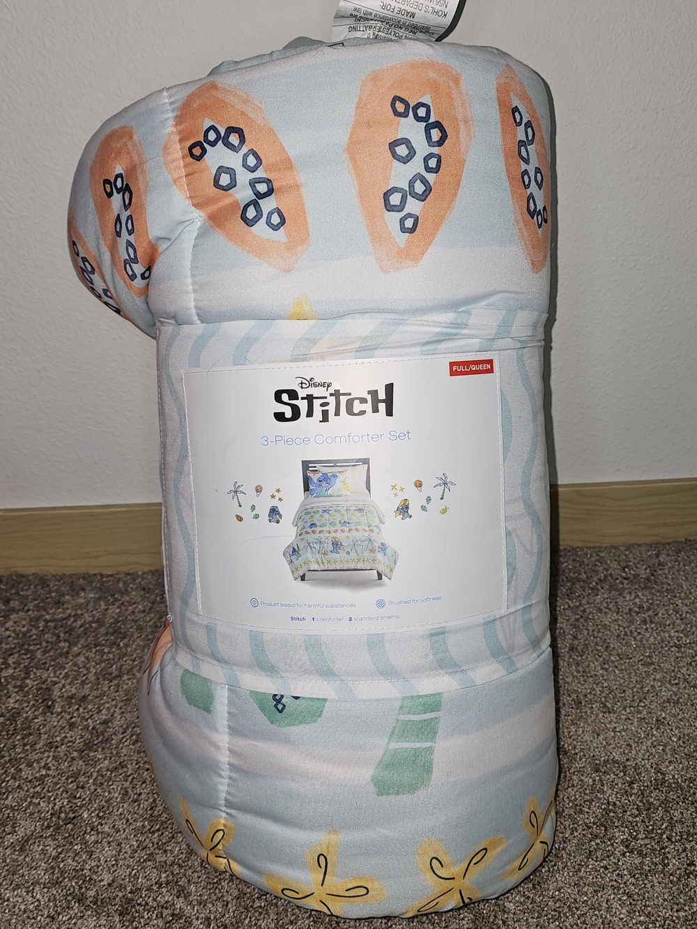 Disney Stitch Comforter Set in Light Blue, Orange & Yellow